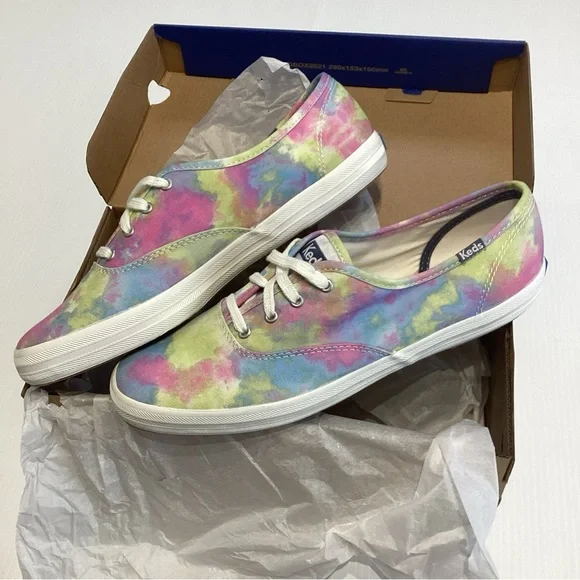 Keds Champion Canvas Softerra Womens Tie Dye Pink Purple Shoes Sz 9 - Picture 2 of 8